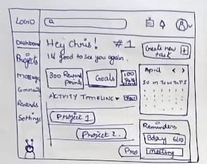 Amigo low-fidelity wireframe — screen 3
