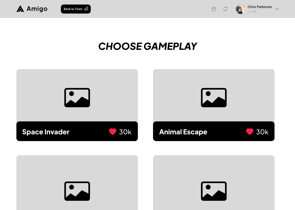 Amigo mid-fidelity — gameplay storyline selection
