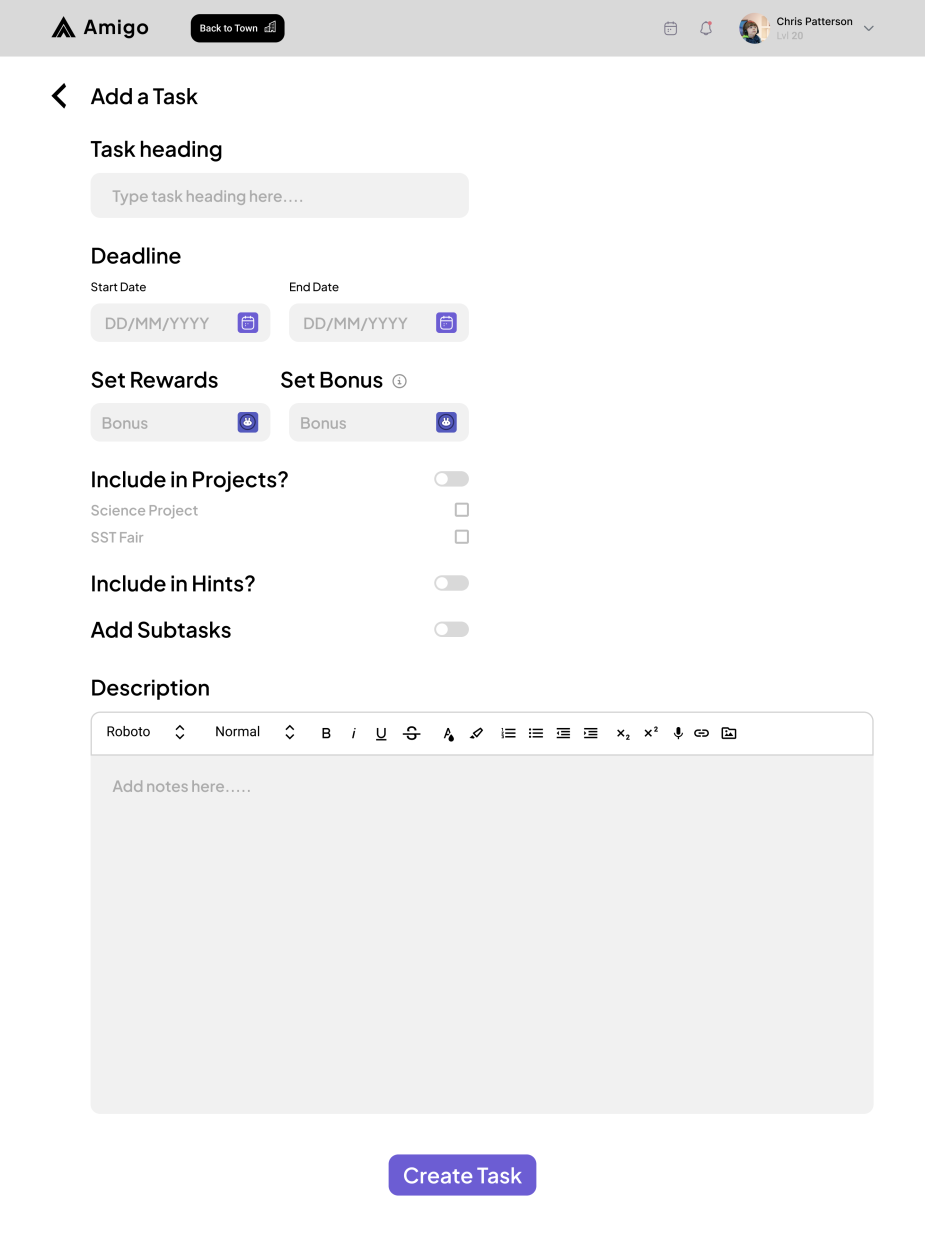 Amigo mid-fidelity — town map navigation