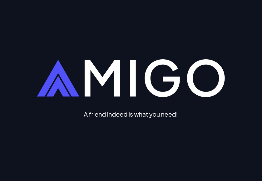 Amigo logo on a dark background