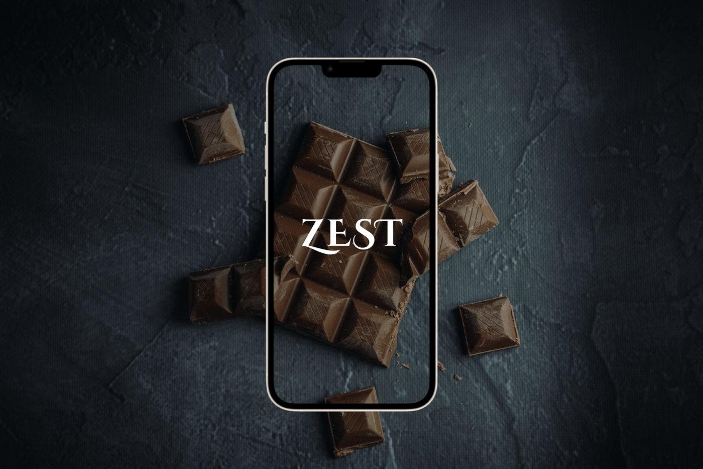 Zest chocolate app design cover