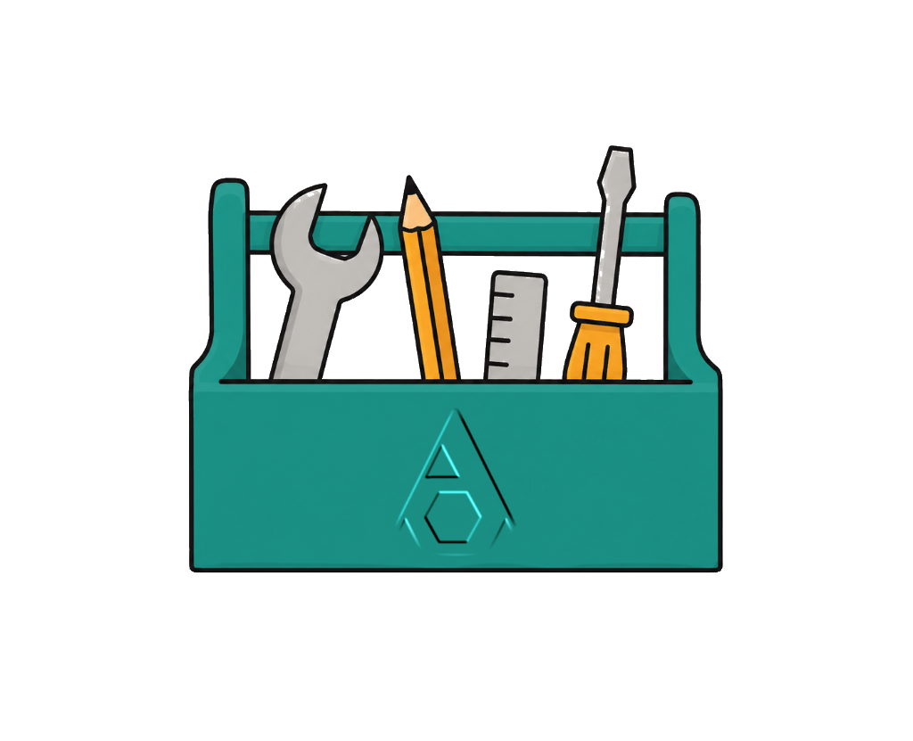 Teal toolbox packed with creative tools